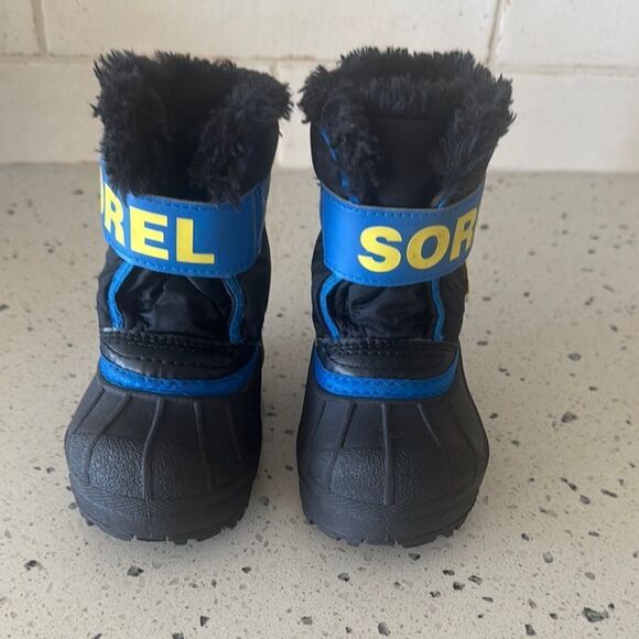 Sorel Black and Blue Winter Waterproof Rubber Boots Baby Size 5 EUC - Picture 1 of 9